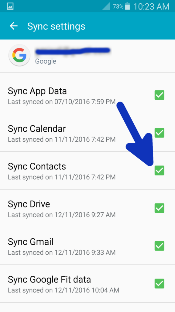 Make sure that the 'Sync Contacts' option is enabled