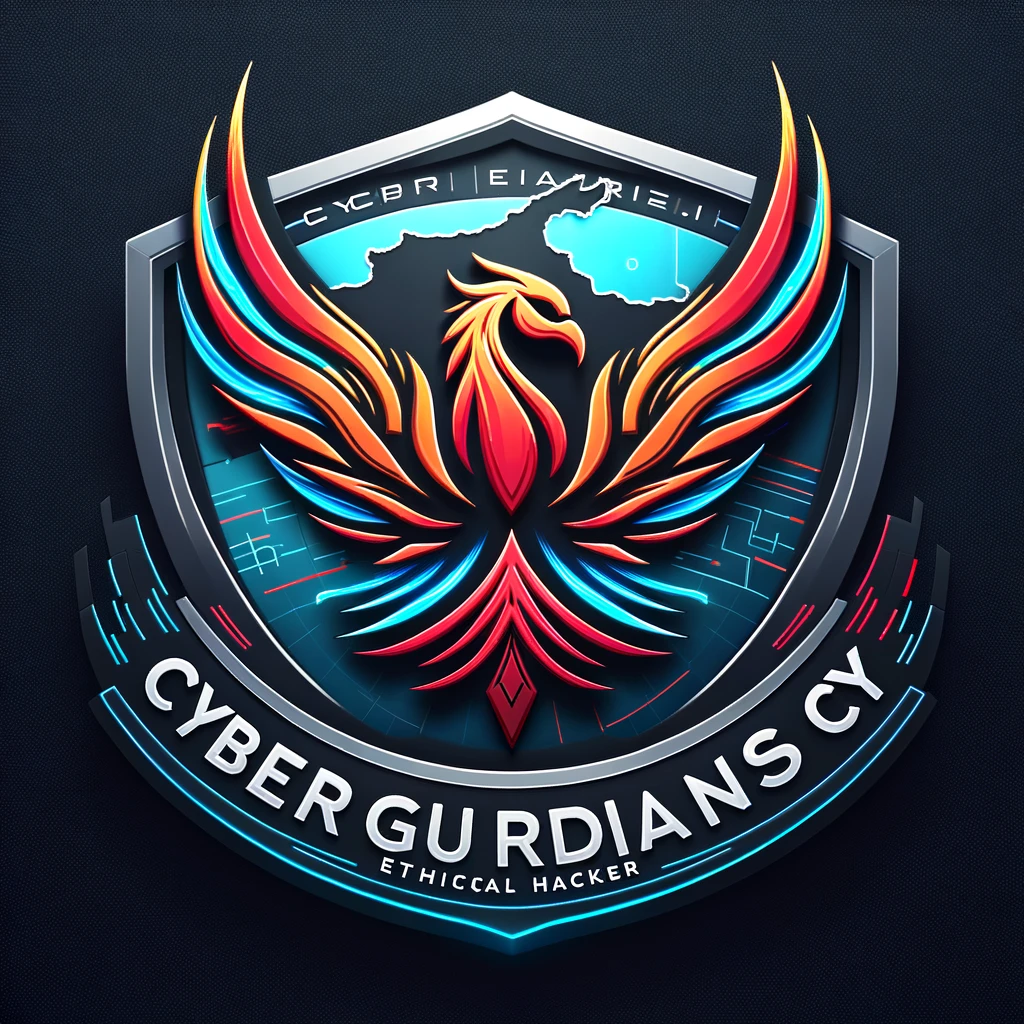 A sophisticated logo design for a Cypriot ethical hacker team, featuring a 3D metallic shield that incorporates the outline of Cyprus. Overlaid on the shield is a digital phoenix, symbolizing rebirth and resilience in the cybersecurity realm. The colors of the flag are present in the form of dynamic streaks across the shield. The team's name, 'Cyber Guardians CY', is embossed in bold, digital font along the lower part of the shield.